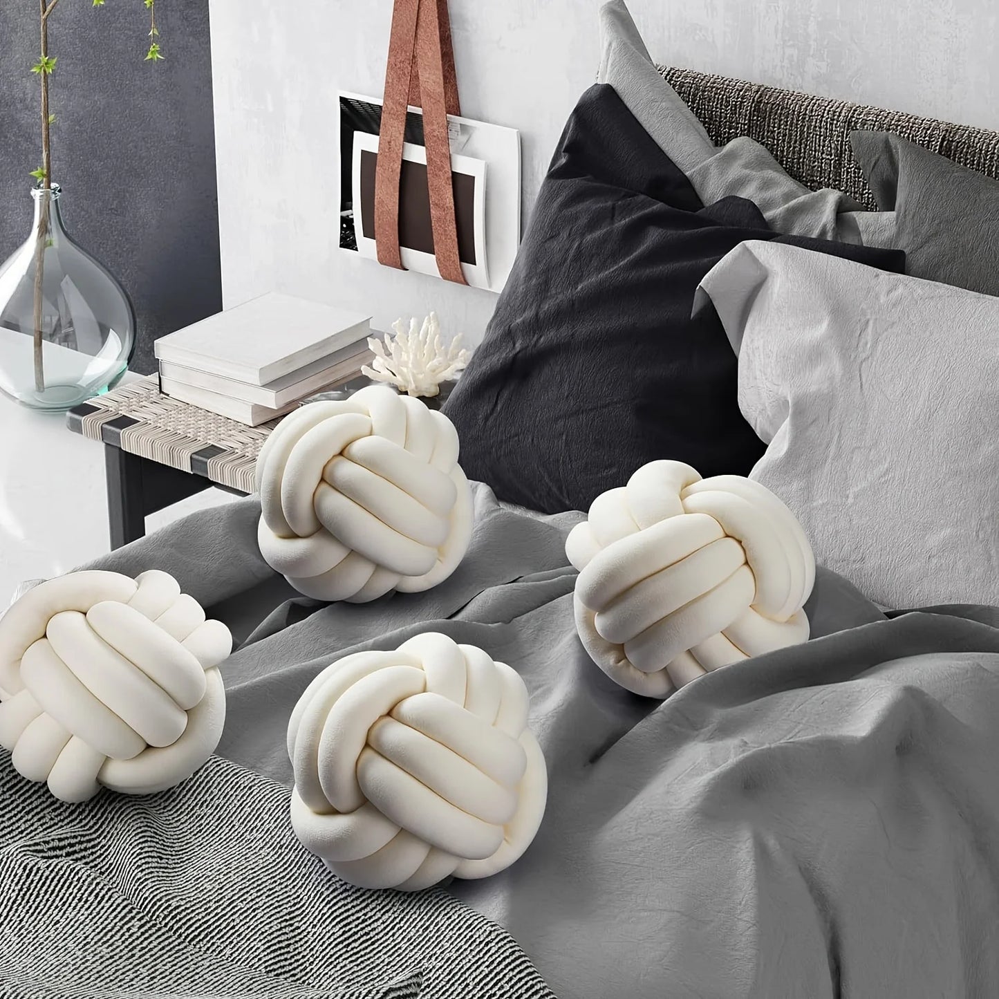 1pc Art Deco Striped Knot Pillow