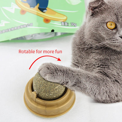 Catnip Wall Stick-on Balls Healthy & Natural Removes Hair Balls to Promote Digestion Cat Grass Snack