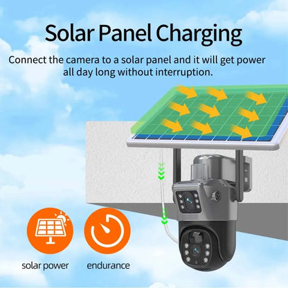 HomePlus 4K 8MP WiFi Solar Battery Camera Dual Lens Dual Screen Outdoor Security Camera