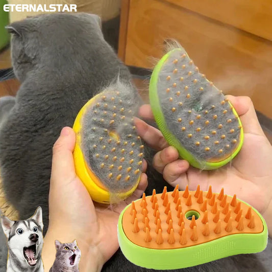 Cat Steam Brush Steam Brush for Massage & Pet Grooming 3 in 1 Electric Sprays, Massages, and Combs