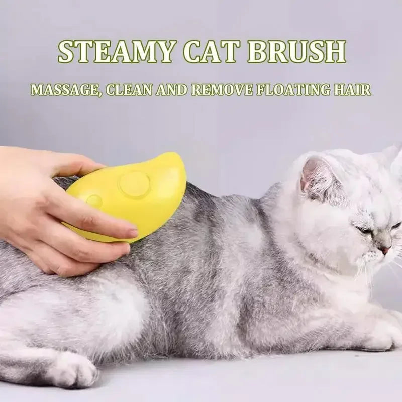 Cat Steam Brush Steam Brush for Massage & Pet Grooming 3 in 1 Electric Sprays, Massages, and Combs