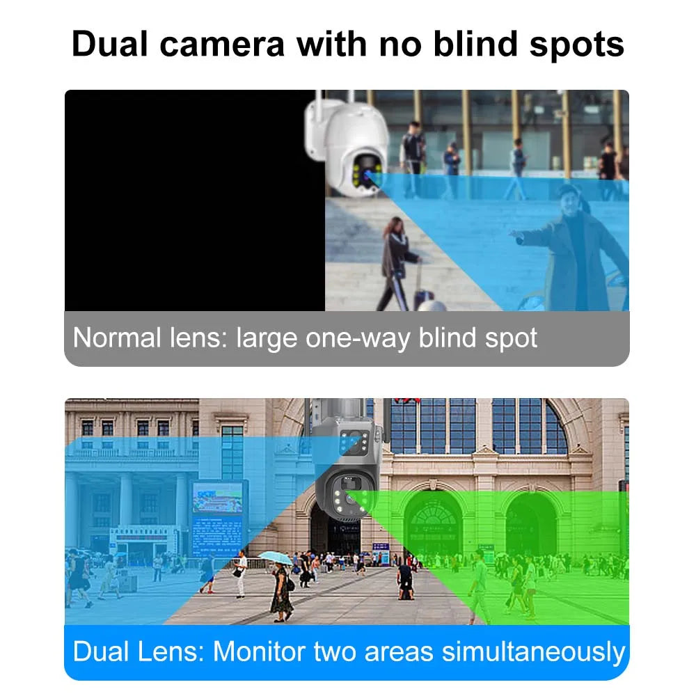 HomePlus 4K 8MP WiFi Solar Battery Camera Dual Lens Dual Screen Outdoor Security Camera