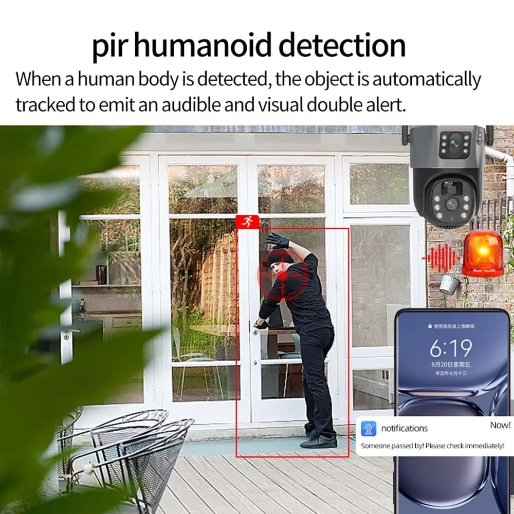 HomePlus 4K 8MP WiFi Solar Battery Camera Dual Lens Dual Screen Outdoor Security Camera