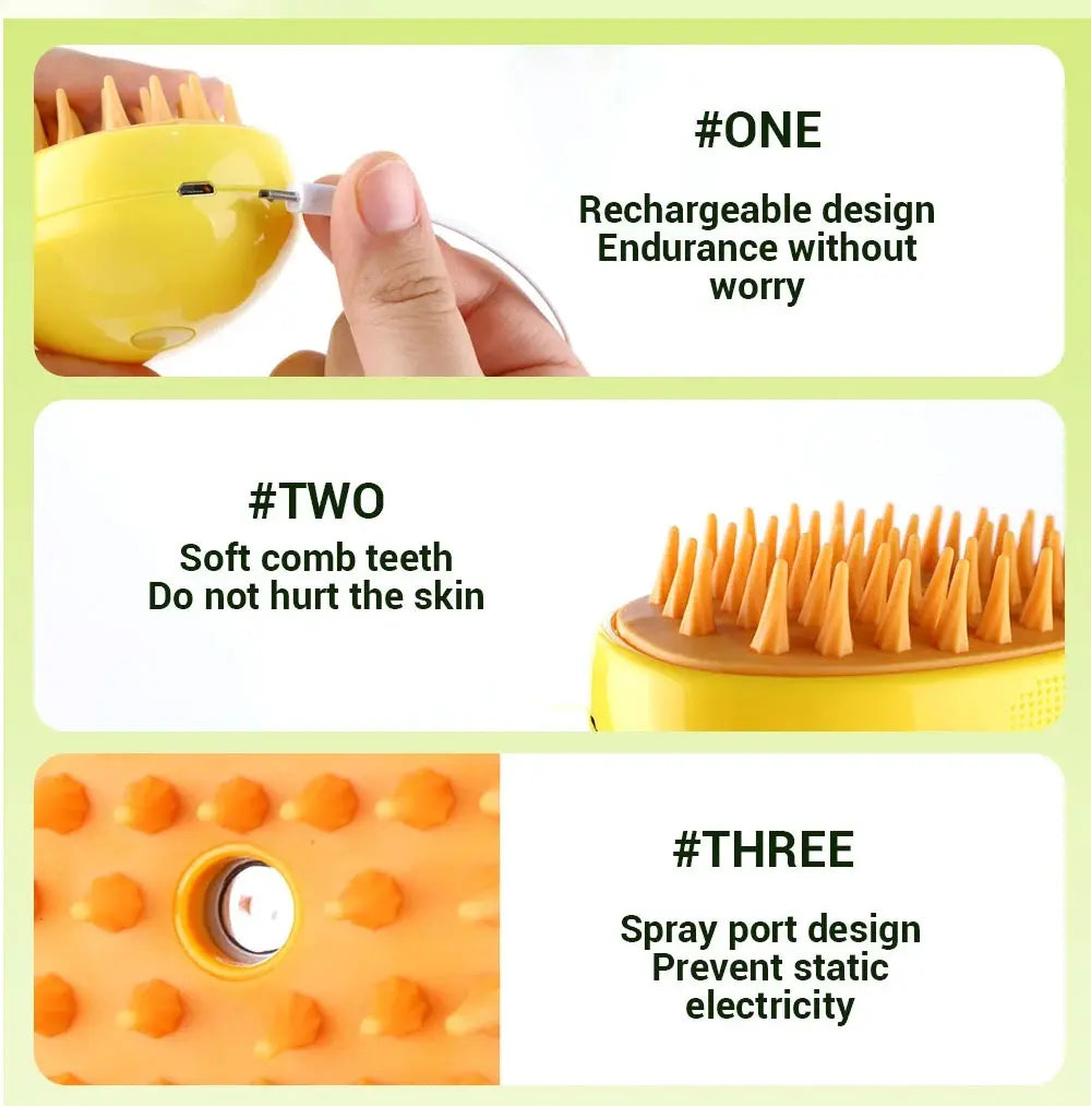 Cat Steam Brush Steam Brush for Massage & Pet Grooming 3 in 1 Electric Sprays, Massages, and Combs