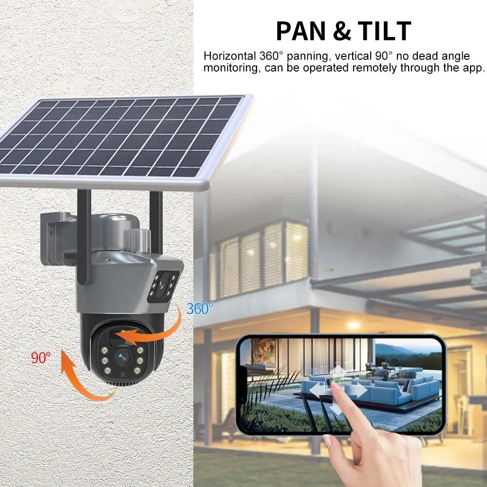 HomePlus 4K 8MP WiFi Solar Battery Camera Dual Lens Dual Screen Outdoor Security Camera
